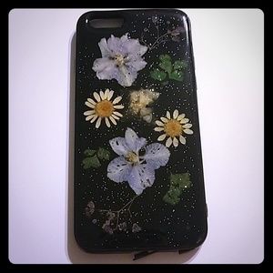 💕Free gift iphone 6 case glitter flower black